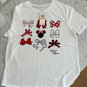 Disney White Tee with Minnie Mouse Red and Black Bows